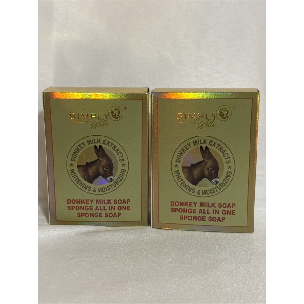 2x Simply Bella Donkey Milk Soap Sponge Whitening Honey Anti-Bacterial NEW